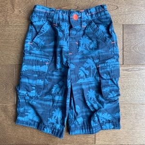 Blue Palm-Print Cargo Shorts for Kids